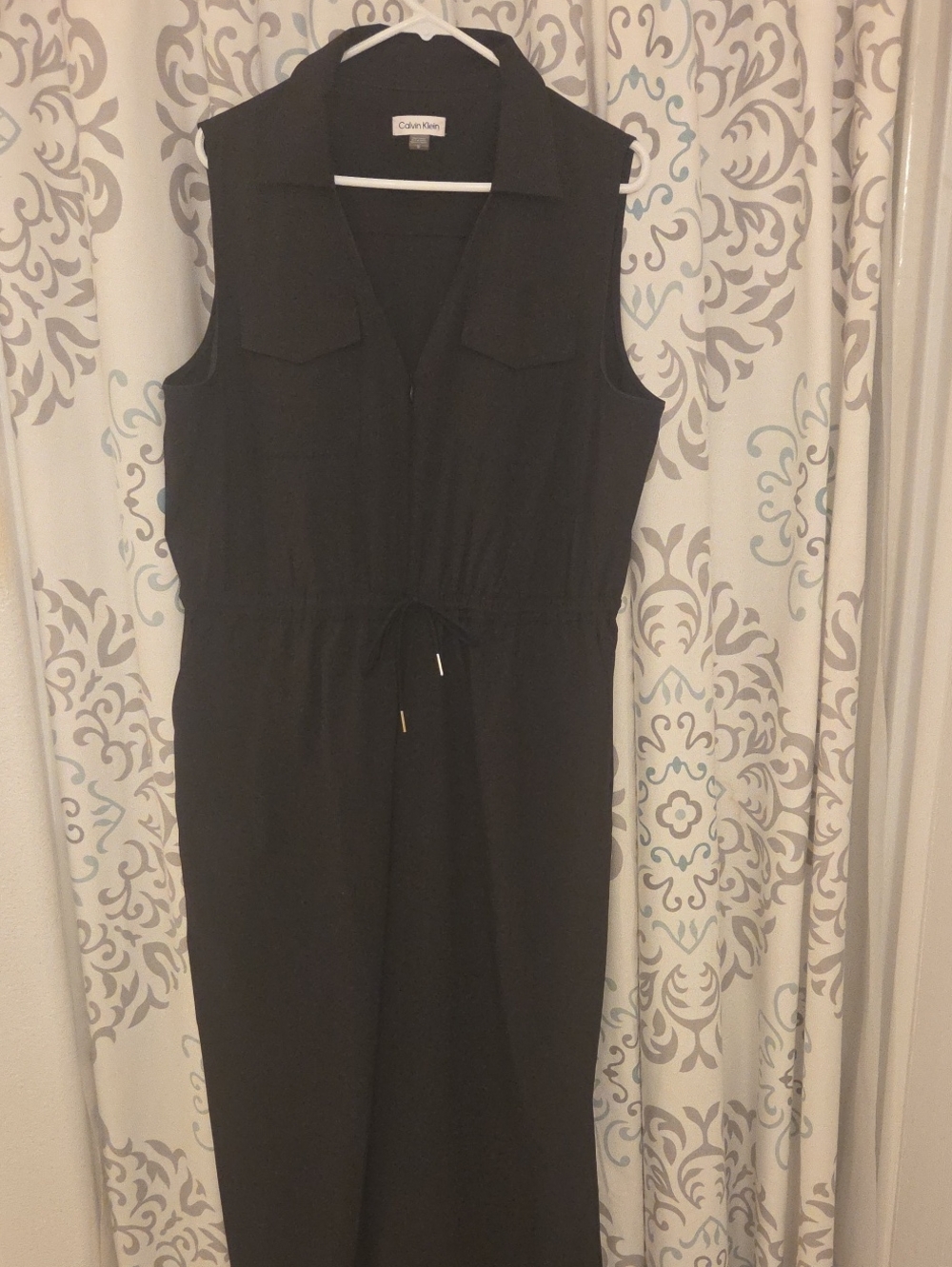 Calvin Klein Sleeveless Black Drawstring Jumpsuit
